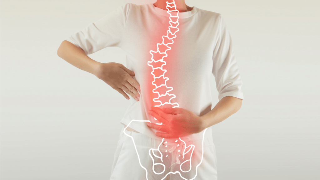 Posture problems and person holding there lower back in pain and she wants to go to Back Care Chiropractic a Top Chiropractor in Petts Wood