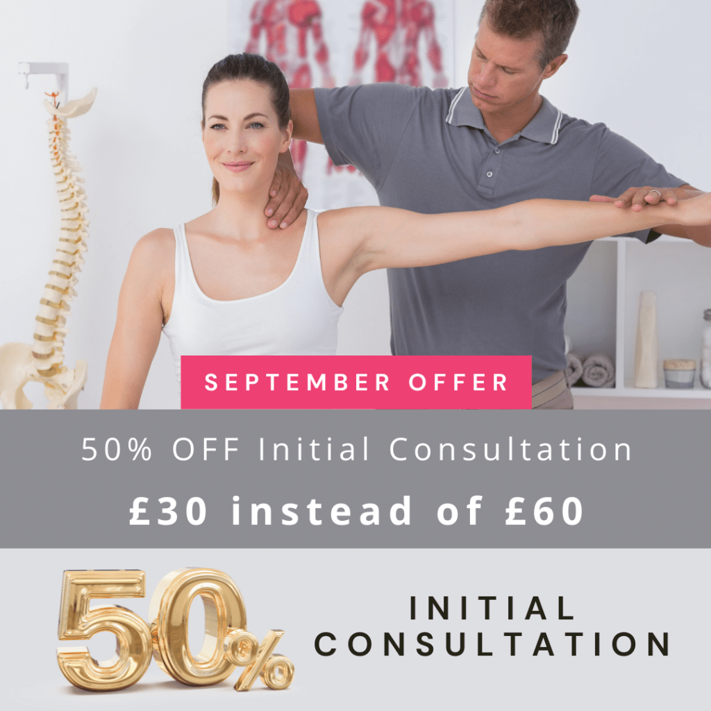 Petts Wood Chiropractor Special Offer Chiropractor Sidcup - 50% Off Initial Consultation Chiropractor Sidcup giving a woman a chiropractic initial consultation for 50% off