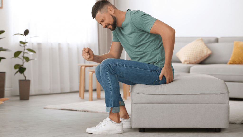 A man with Sciatica and needing to book appointment with a Bromley and Orpington Chiropractor at Back Care Chiropractic