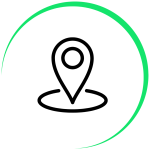 Graphic showing a location icon to represent chiropractor near me, physio near me, sports massage near me